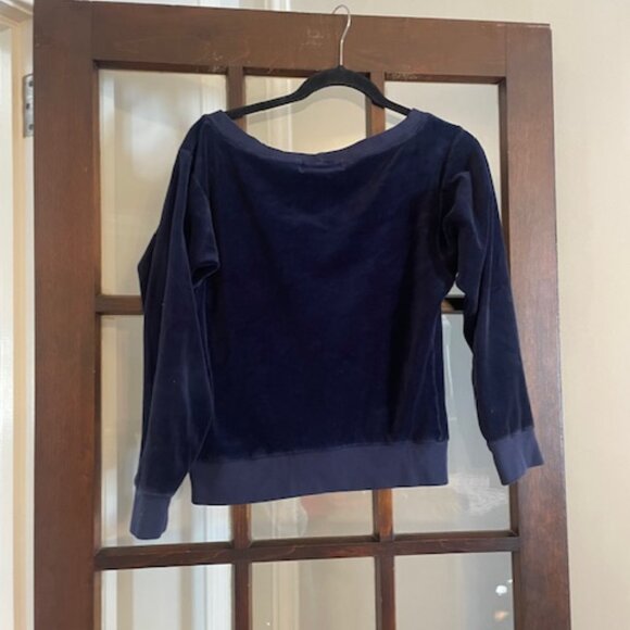 Juicy Couture Vintage  Navy Blue Velour Track Suit Top, Size Large - Picture 5 of 5